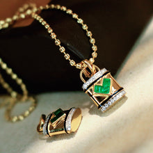 Load image into Gallery viewer, LUOWEND 18K Yellow Gold Fine Jewelry Natural Emerald Pendant for Women