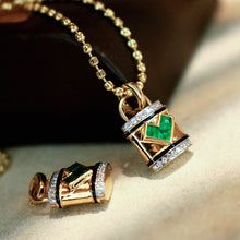 Load image into Gallery viewer, LUOWEND 18K Yellow Gold Fine Jewelry Natural Emerald Pendant for Women