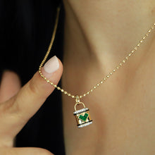 Load image into Gallery viewer, LUOWEND 18K Yellow Gold Fine Jewelry Natural Emerald Pendant for Women