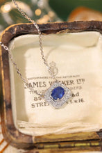 Load image into Gallery viewer, LUOWEND 18K White Gold Real Natural Sapphire and Diamond Gemstone Necklace for Women