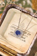 Load image into Gallery viewer, LUOWEND 18K White Gold Real Natural Sapphire and Diamond Gemstone Necklace for Women