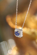 Load image into Gallery viewer, LUOWEND 18K White Gold Real Natural Sapphire and Diamond Gemstone Necklace for Women