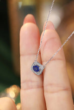 Load image into Gallery viewer, LUOWEND 18K White Gold Real Natural Sapphire and Diamond Gemstone Necklace for Women