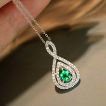 Load image into Gallery viewer, LUOWEND 18K Yellow Gold Natural Emerald Pendant for Women