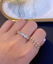 Load image into Gallery viewer, LUOWEND 18K Yellow Gold Natural Diamond Ring for Women