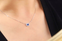 Load image into Gallery viewer, LUOWEND 18K White Gold Real Natural Sapphire and Diamond Gemstone Necklace for Women