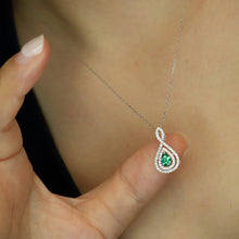 Load image into Gallery viewer, LUOWEND 18K Yellow Gold Natural Emerald Pendant for Women
