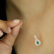 Load image into Gallery viewer, LUOWEND 18K Yellow Gold Natural Emerald Pendant for Women