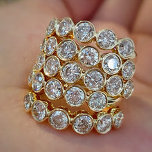 Load image into Gallery viewer, LUOWEND 18K Yellow Gold Natural Diamond Ring for Women