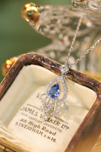 Load image into Gallery viewer, LUOWEND 18K White Gold Real Natural Sapphire and Diamond Gemstone Necklace for Women