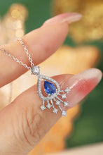 Load image into Gallery viewer, LUOWEND 18K White Gold Real Natural Sapphire and Diamond Gemstone Necklace for Women