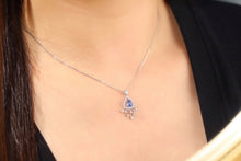 Load image into Gallery viewer, LUOWEND 18K White Gold Real Natural Sapphire and Diamond Gemstone Necklace for Women