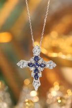 Load image into Gallery viewer, LUOWEND 18K White Gold Real Natural Sapphire and Diamond Gemstone Necklace for Women