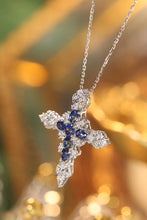 Load image into Gallery viewer, LUOWEND 18K White Gold Real Natural Sapphire and Diamond Gemstone Necklace for Women