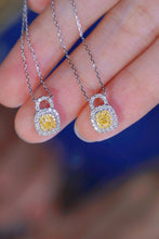 Load image into Gallery viewer, LUOWEND 18K White Gold Real Natural Yellow Diamond Pendant Necklace for Women