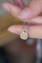 Load image into Gallery viewer, LUOWEND 18K White Gold Real Natural Yellow Diamond Pendant Necklace for Women