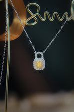 Load image into Gallery viewer, LUOWEND 18K White Gold Real Natural Yellow Diamond Pendant Necklace for Women