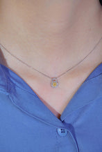 Load image into Gallery viewer, LUOWEND 18K White Gold Real Natural Yellow Diamond Pendant Necklace for Women