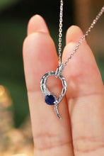 Load image into Gallery viewer, LUOWEND 18K White Gold Real Natural Sapphire and Diamond Necklace for Women