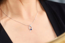 Load image into Gallery viewer, LUOWEND 18K White Gold Real Natural Sapphire and Diamond Necklace for Women