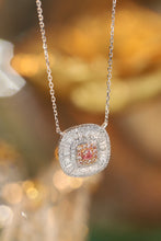 Load image into Gallery viewer, LUOWEND 18K White Gold Real Natural Pink Diamond Pendant Necklace for Women