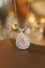 Load image into Gallery viewer, LUOWEND 18K White Gold Real Natural Pink Diamond Pendant Necklace for Women
