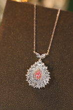 Load image into Gallery viewer, LUOWEND 18K White Gold Real Natural Pink Diamond Pendant Necklace for Women