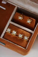 Load image into Gallery viewer, LUOWEND 18K Yellow Gold Natural Diamond Earrings for Women