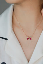 Load image into Gallery viewer, LUOWEND 18K Rose Gold Natural Diamond and Ruby Necklace for Women