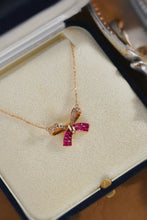 Load image into Gallery viewer, LUOWEND 18K Rose Gold Natural Diamond and Ruby Necklace for Women