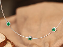 Load image into Gallery viewer, LUOWEND 18K White Gold Fine Jewelry Natural Emerald Necklace for Women