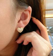Load image into Gallery viewer, LUOWEND 18K White or Yellow Gold Natural Diamond Earrings for Women