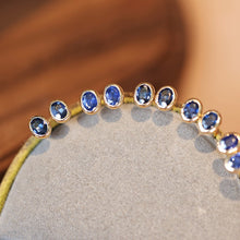 Load image into Gallery viewer, LUOWEND 18K Yellow Gold Elegant Style Natural Sapphire Earrings for Women