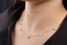 Load image into Gallery viewer, LUOWEND 18K White Gold Real Natural Diamond Necklace for Women
