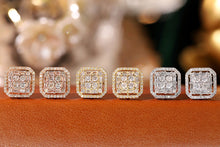 Load image into Gallery viewer, LUOWEND 18K White/Rose/Yellow Gold Real Natural Diamond Stud Earrings for Women