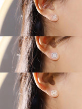 Load image into Gallery viewer, LUOWEND 18K White/Rose/Yellow Gold Real Natural Diamond Stud Earrings for Women