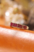 Load image into Gallery viewer, LUOWEND 18K Yellow Gold Real Natural Ruby Ring for Women