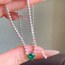 Load image into Gallery viewer, LUOWEND 18K White Gold Fine Jewelry Natural Emerald Necklace for Women