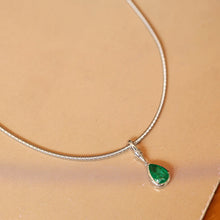 Load image into Gallery viewer, LUOWEND 18K White Gold Fine Jewelry Natural Emerald Necklace for Women