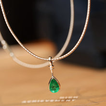 Load image into Gallery viewer, LUOWEND 18K White Gold Fine Jewelry Natural Emerald Necklace for Women