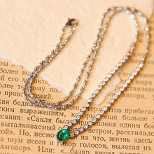 Load image into Gallery viewer, LUOWEND 18K White Gold Fine Jewelry Natural Emerald Necklace for Women