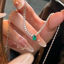Load image into Gallery viewer, LUOWEND 18K White Gold Fine Jewelry Natural Emerald Necklace for Women