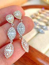 Load image into Gallery viewer, LUOWEND 18K White/Yellow/Rose Gold Natural Diamond Earrings for Women