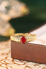 Load image into Gallery viewer, LUOWEND 18K Yellow Gold Real Natural Ruby Ring for Women
