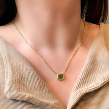 Load image into Gallery viewer, LUOWEND 18K Yellow Gold Fine Jewelry Natural Emerald Necklace for Women