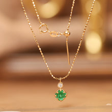 Load image into Gallery viewer, LUOWEND 18K Yellow Gold Fine Jewelry Natural Emerald Necklace for Women