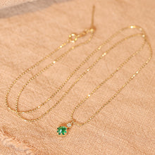 Load image into Gallery viewer, LUOWEND 18K Yellow Gold Fine Jewelry Natural Emerald Necklace for Women