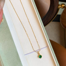 Load image into Gallery viewer, LUOWEND 18K Yellow Gold Fine Jewelry Natural Emerald Necklace for Women
