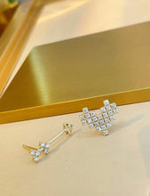 Load image into Gallery viewer, LUOWEND 18K Yellow Gold Natural Diamond Earrings for Women