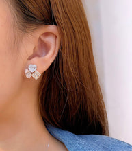 Load image into Gallery viewer, LUOWEND 18K White/Yellow Gold Natural Diamond Earrings for Women